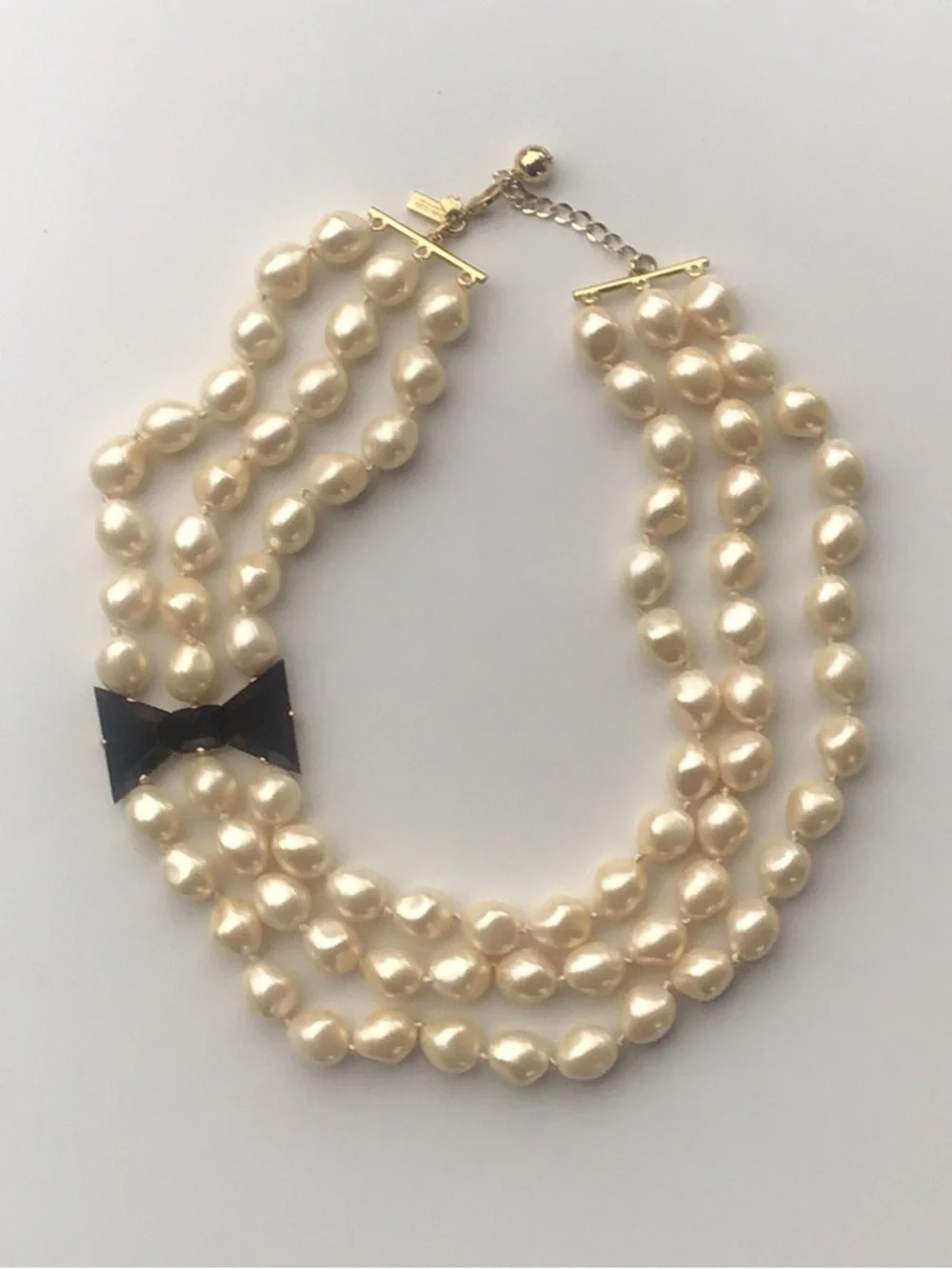 Kate Spade pearl bow Black Tie Optional triple strand pearl necklace